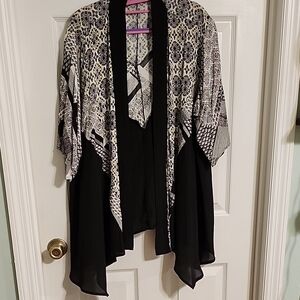 Chic Black and White Women's Poncho